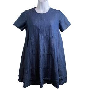 Morgane Le Fay Women's Blue Denim Mini‎ Dress Size XS Americana Boho Western
